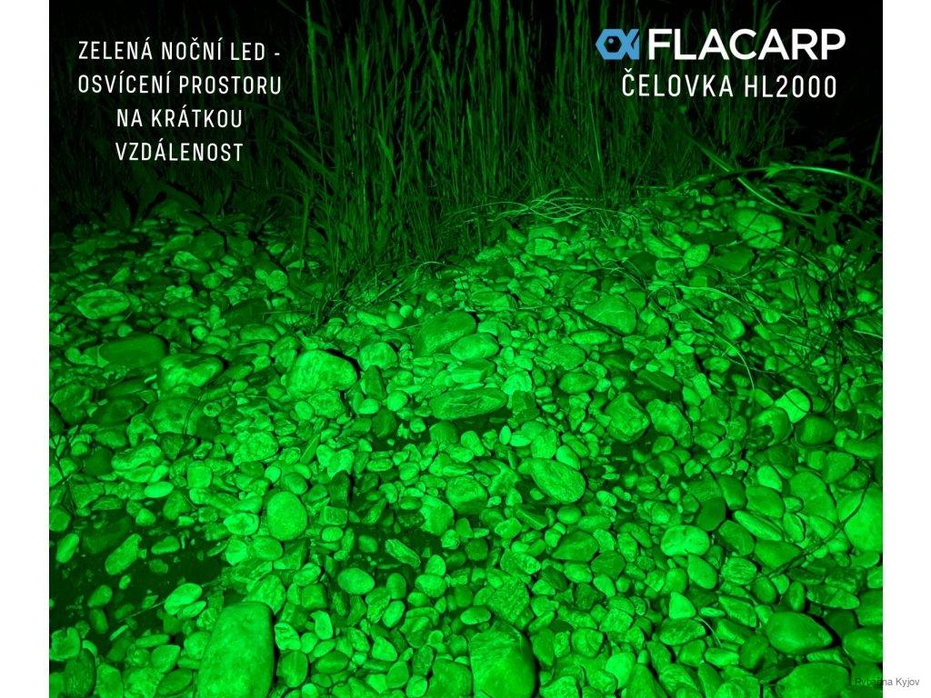Čelovka Flacarp HL2000 bílá+zelená led